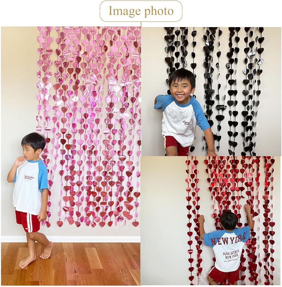 タッセルカーテン 2個 セット ハート型 キラキラ 背景 結婚式 誕生日