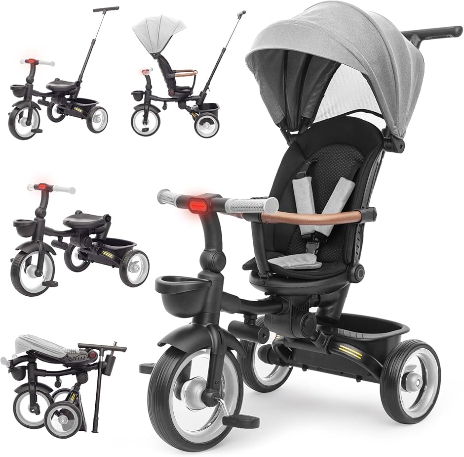 新品】多機能三輪車 レッド 7in1 折りたたみ式 安全設計1歳〜5歳
