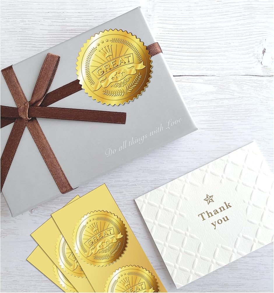 ステッカー ごほうびシール ゴールド 丸型 金箔エンボス加工 大容量