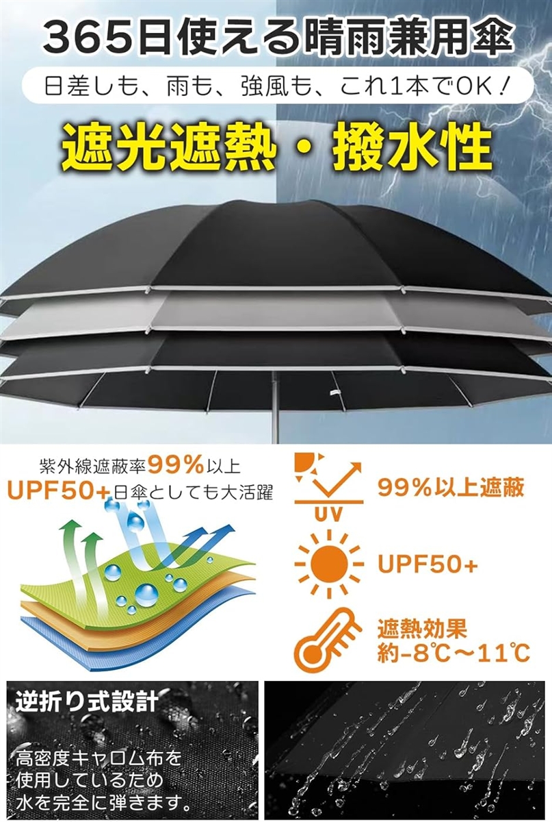 ワンタッチ0.5秒自動開閉 折りたたみ傘 逆折...の詳細画像4