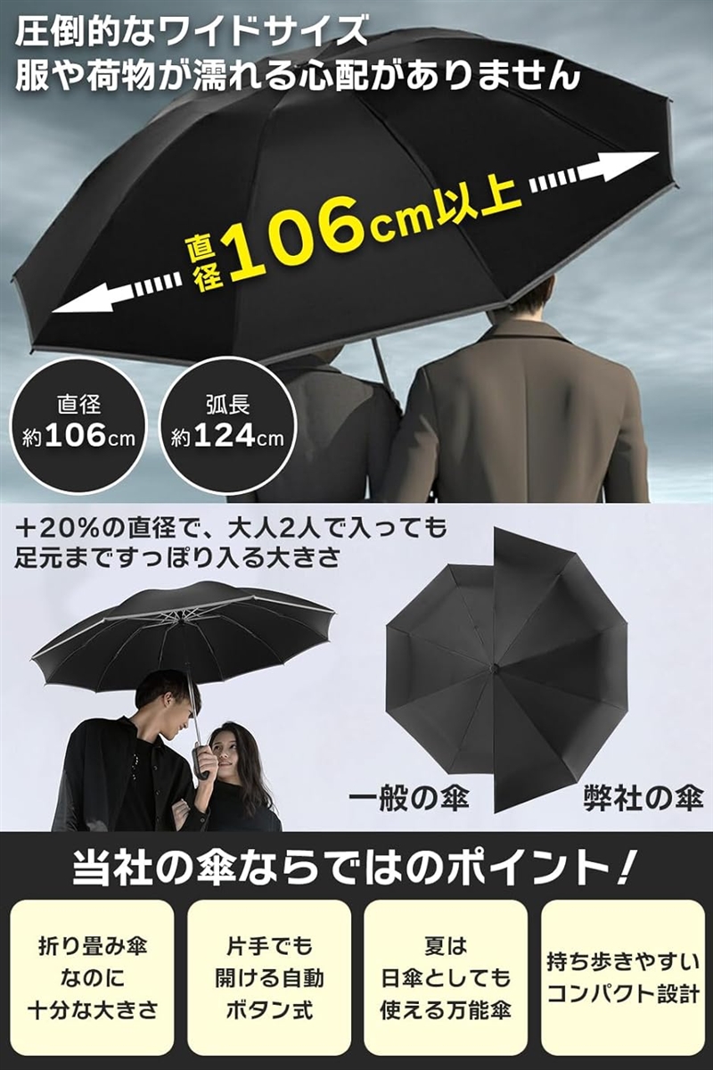 ワンタッチ0.5秒自動開閉 折りたたみ傘 逆折...の詳細画像5