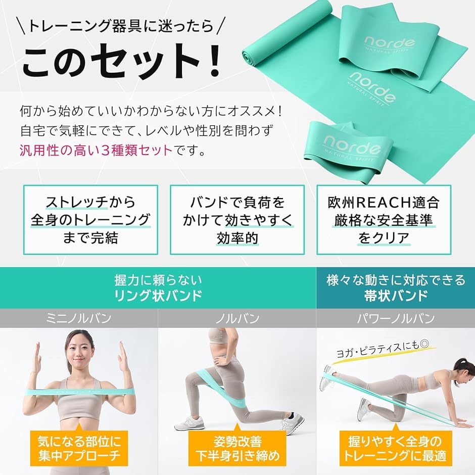 日本企業 トレーニングチューブ 日本人体格向け種類別3本セット理学