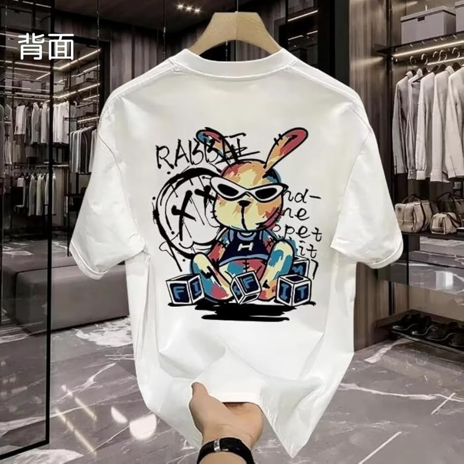 VANSON 兎刺繍Tシャツ VANSON Tシャツ 刺繍 うさぎ（メンズトップス） | ファッション の