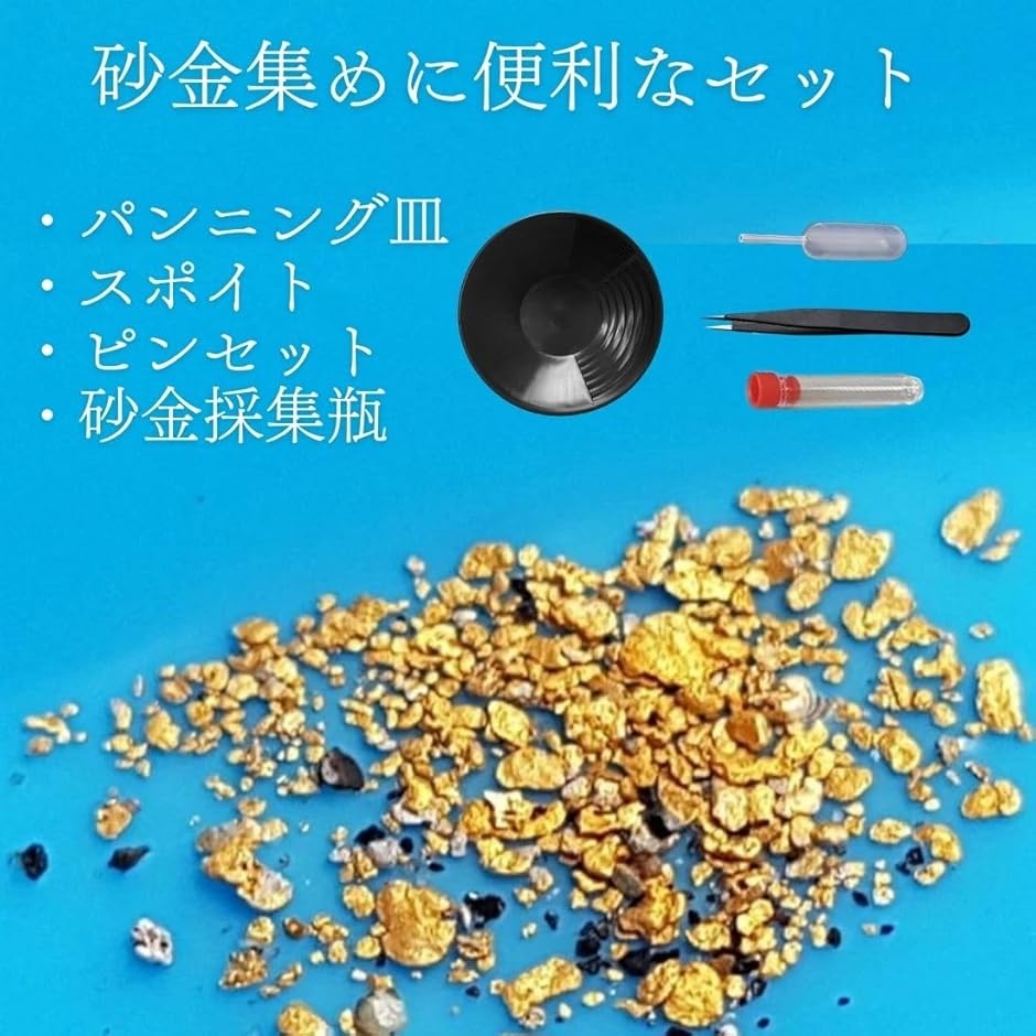 金 ゴールド パンニング 皿 砂金 採り 取り 道具 セット 入れ 袋 掘り