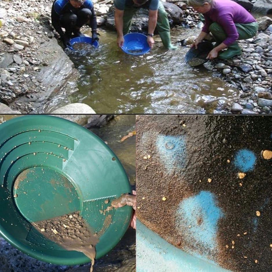 金 ゴールド パンニング 皿 砂金 採り 取り 道具 セット 入れ 袋 掘り