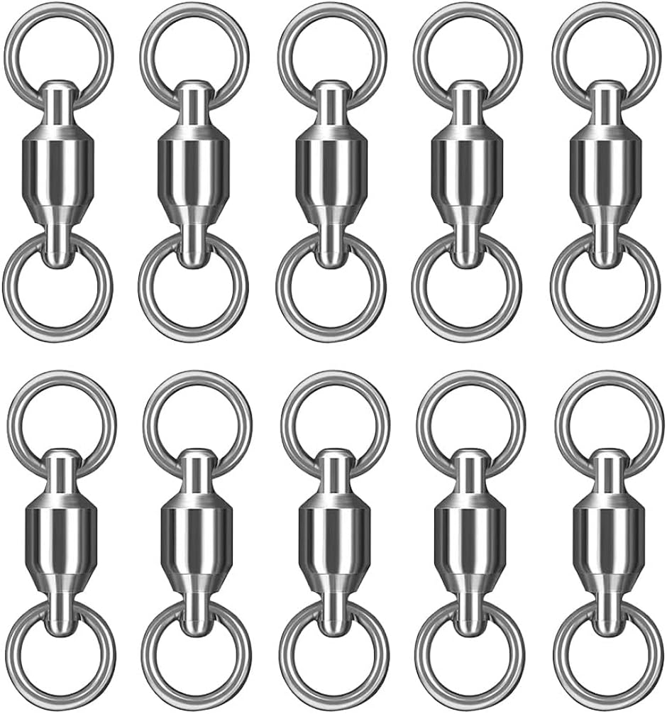 ボールベアリングスイベル 10個セット 高強度 ステンレス ルアー用スイベル 耐腐食 海釣り 釣り道具(シルバー,  5＃)