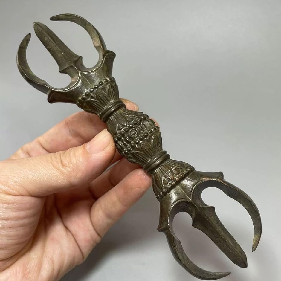 法具 お守り 金剛杵 羯磨 ヴァジュラ 密教 儀式(ブラック, 三鈷杵