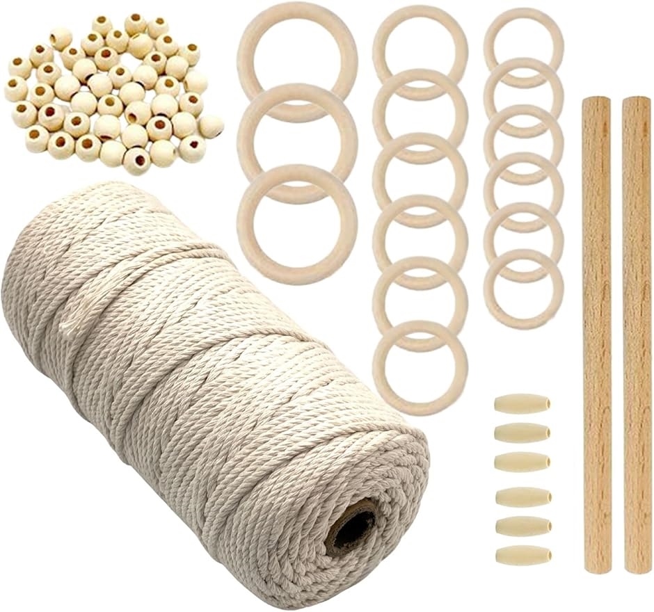 マクラメ キット 編み 初心者 糸 紐 綿 セット DIY 手芸(ホワイト