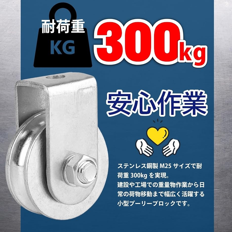 Azmio 滑車 小型 ステンレス製 プーリー滑車 耐荷重 固定プーリー