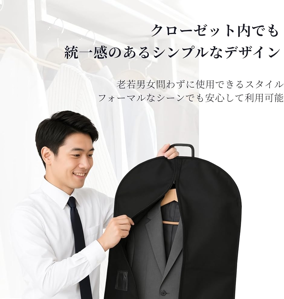 ガーメントバッグ 折りたたみ 超軽量 持ち手付き スーツカバー メンズ レディース 100cm (ブラック) 関連画像4