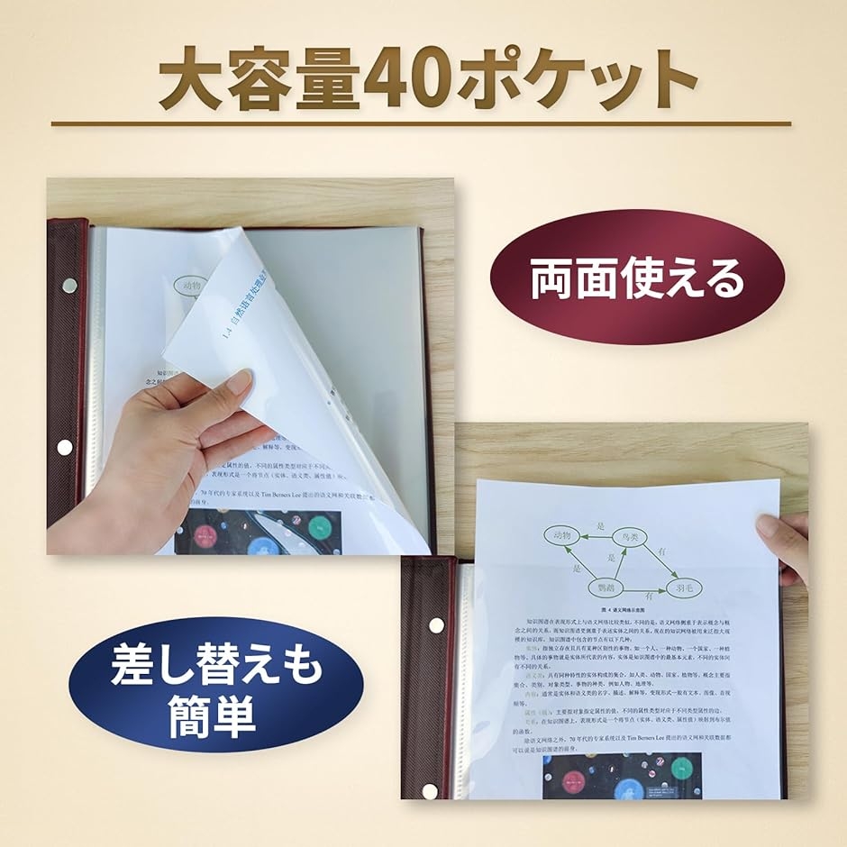 メニューブック A4 40ポケット メニューファイル 上入れ式 クリア