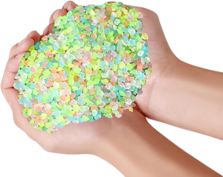 夜光砂 蓄光ストーン ミックスカラー 7色入り レジン DIY (7色ミックスカラー,  500グラム （3-5mm）20，000粒)