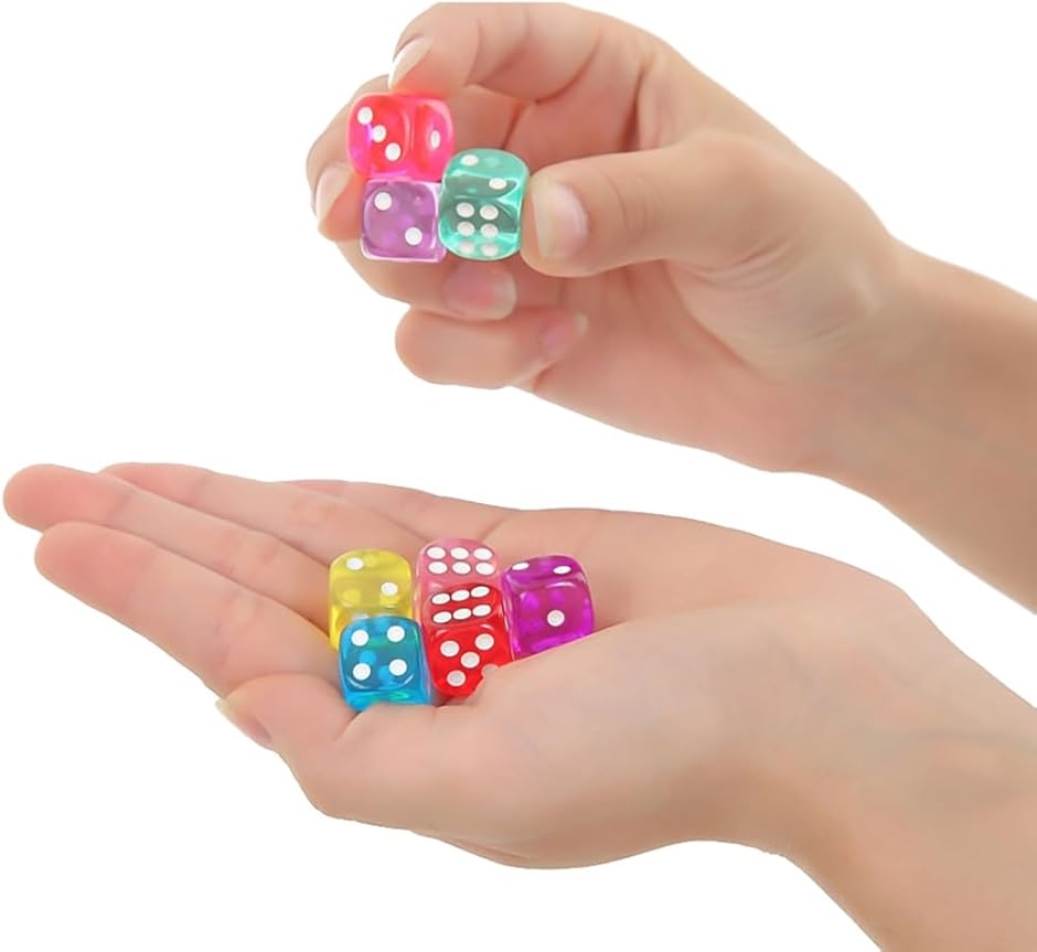 サイコロ 8個セット 14mm ダイス カラフル 半透明 6面 パーティー