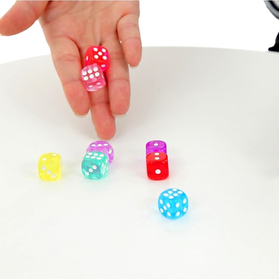 サイコロ 8個セット 14mm ダイス カラフル 半透明 6面 パーティー