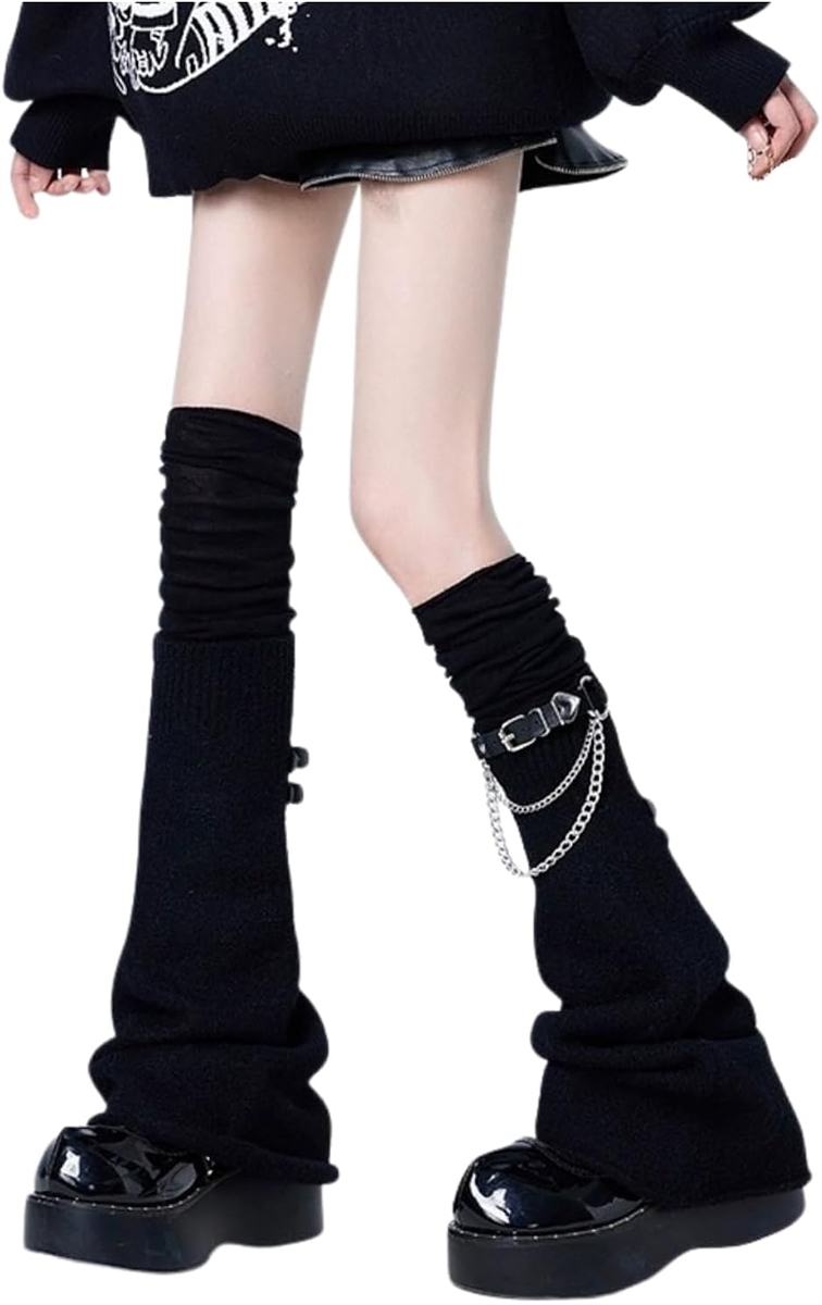 Y2K レッグウォーマー 地雷系 ベルト チェーン付き 厚底靴 韓国