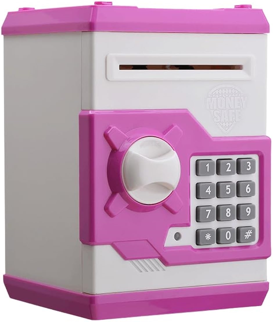 男の子 女の子貯金箱 かわいい貯金箱 ミニATM ダイヤルロック式 暗証番号 飾り 雑貨 オブジェ お札 硬貨(ピンク,  ワンサイズ)