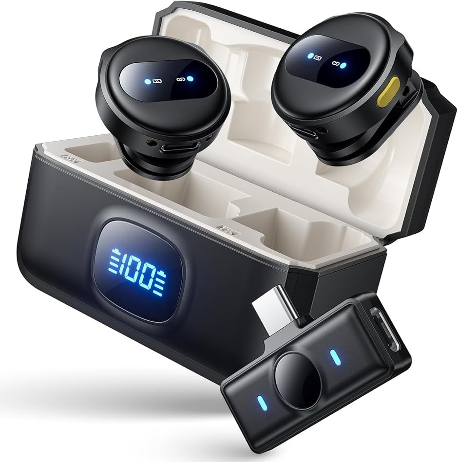 ピンマイク ワイヤレス iPhone/iPad/Android/PC対応 2人同時使用 新型ピンマイク ワイヤレス iPhone/iPad/Android/PC対応 2人同時使用