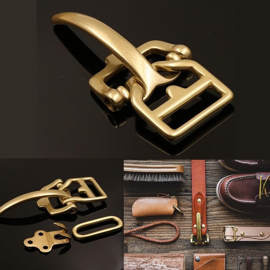 ベルト バックル レザークラフト 金具 セット ハンドメイド 彫刻(真鍮