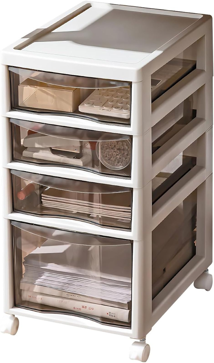 QD-SGMP 書類ケース A4 レターケース 引き出し プラスチック キャスター付き オフィス 事務用品 小物入れ (4段B)