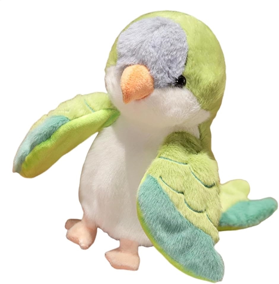 Yahoo! Yahoo!ショッピング(ヤフー ショッピング)オウムハンドパペット インコ ぬいぐるみ もふもふ 手人形 教育用 20cm（グリーン,  約20cm）