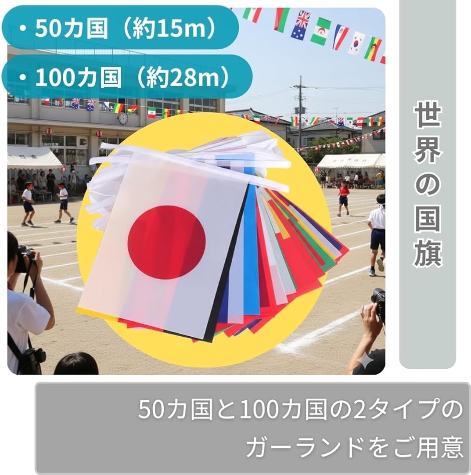 国旗 ガーランド 14x21cm 万国旗 運動...の詳細画像3
