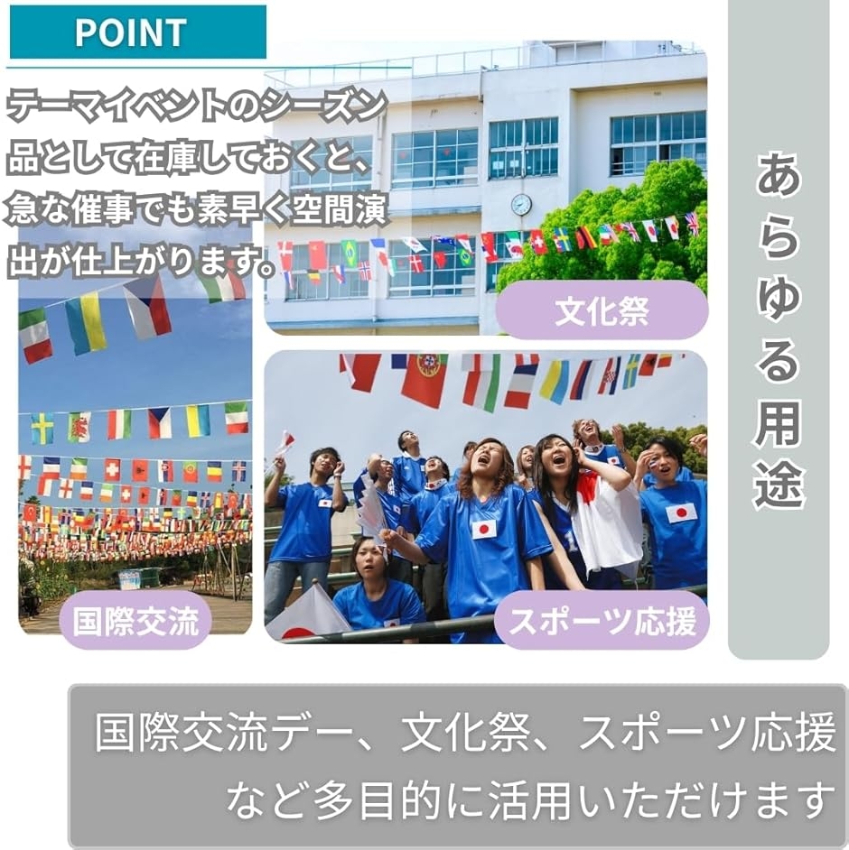 国旗 ガーランド 14x21cm 万国旗 運動...の詳細画像5