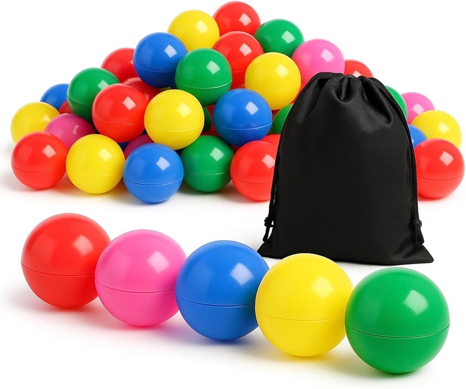 カプセル 巾着袋付き 小型カプセルボール おもちゃ 景品 イベント くじ引き 用 カラフル (5色 全一般カラー100個,  32mm)