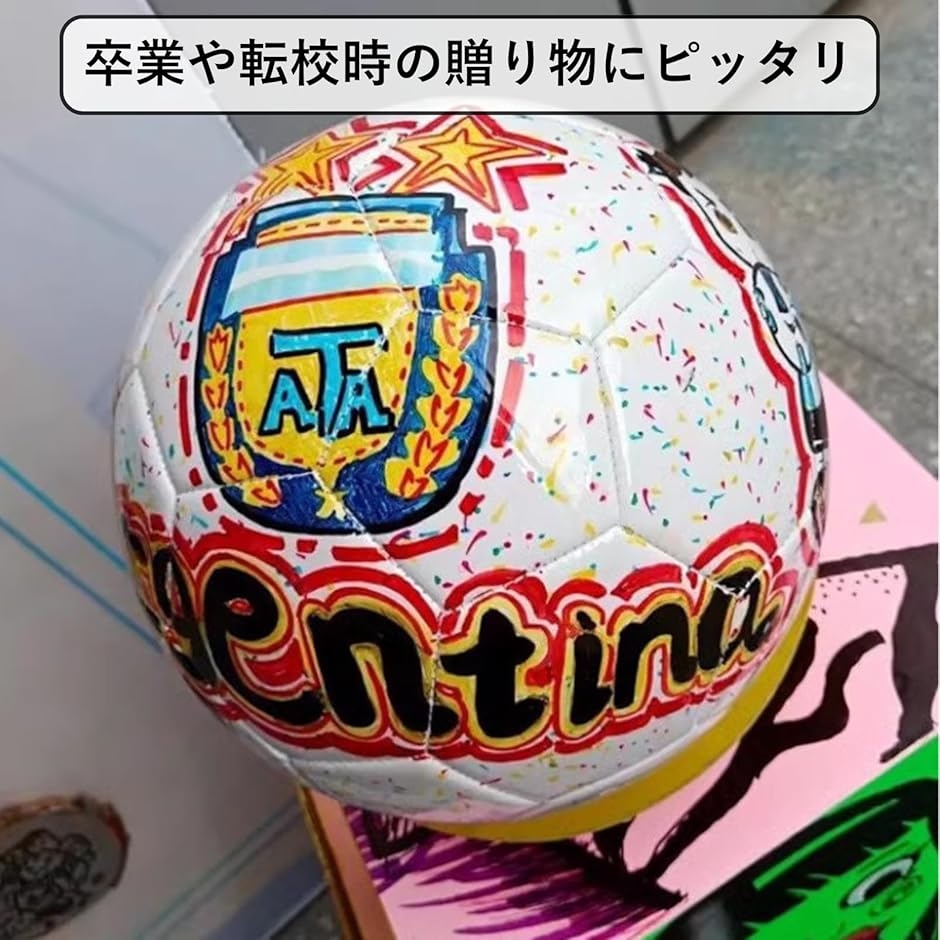 サッカーボール サイン用 台座付き 寄せ書き 記念 贈り物 (白黒, 3号