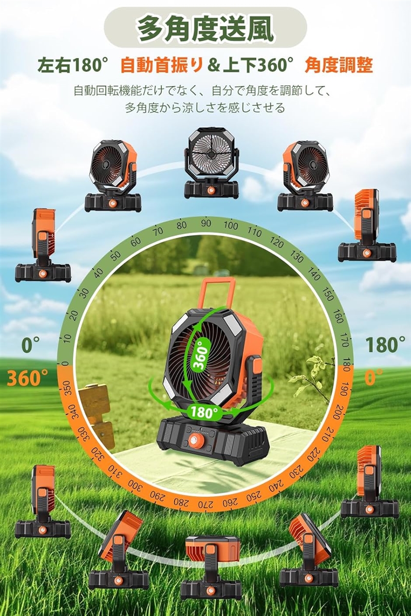 キャンプ 、卓上扇風機 スプレー機能搭載 30000mAh 大容量バッテリー キャンプ 扇風機 卓上扇風機 スプレー機能搭載 dcモーター