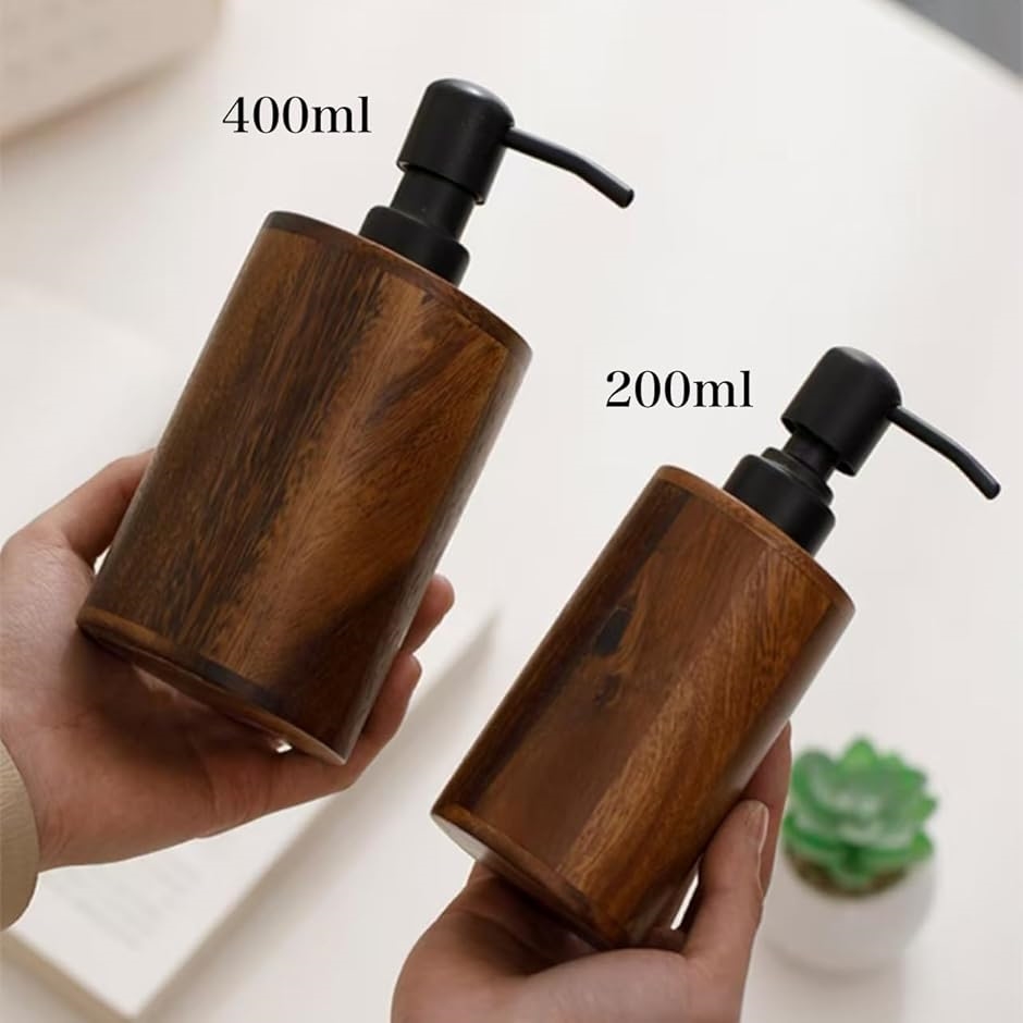 ソープディスペンサー 木製 おしゃれ 手動 液体 詰め替え ボトル 容器