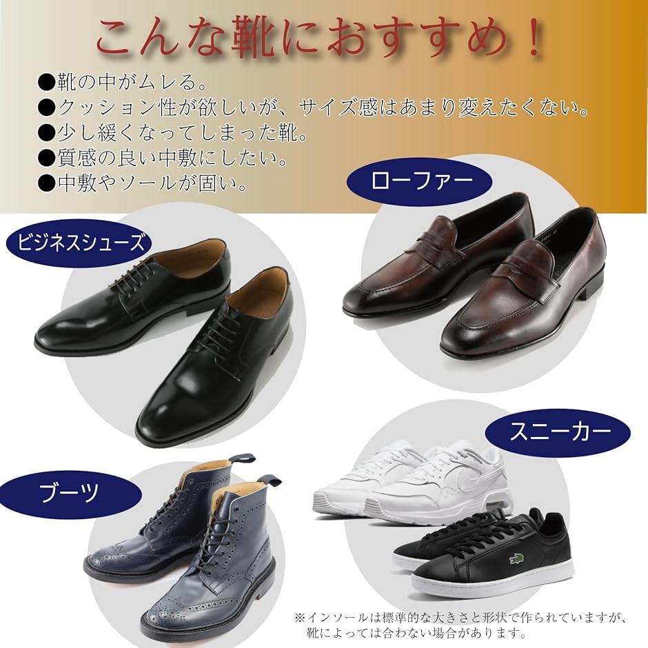 NIJISoRa 革靴 インソール 薄型 メンズ 中敷き ヌメ革 本革 厚み(5mm