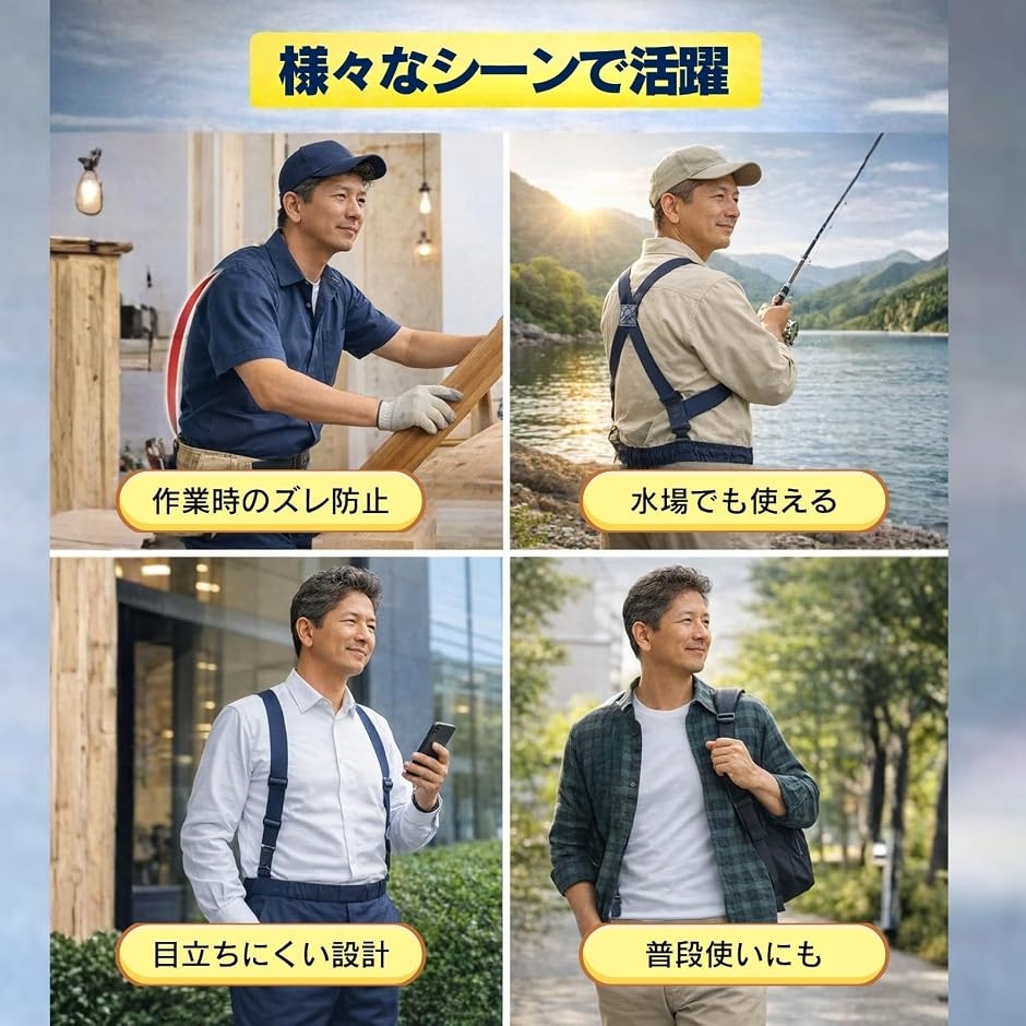 サスペンダー ホルスター 2点留め 着脱簡単 錆びない 作業用 吊り