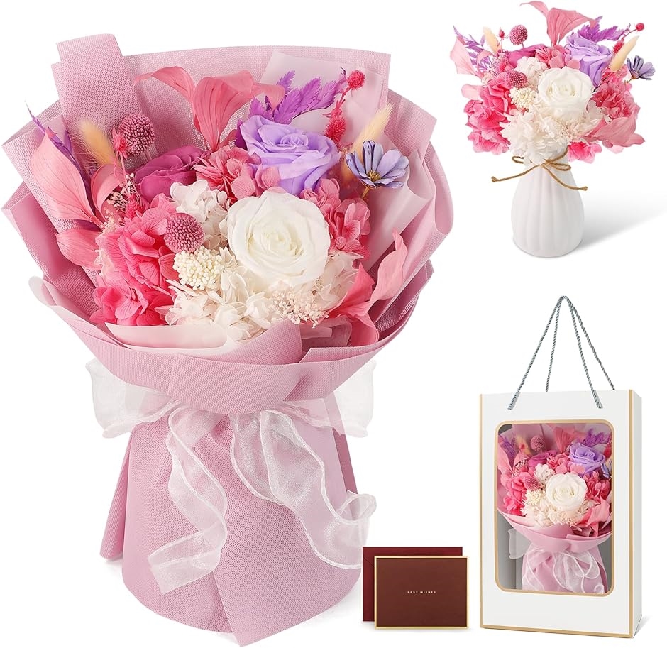 プリザーブドフラワー 枯れない花 花束 薔薇 香りあり 花瓶付き 誕生日