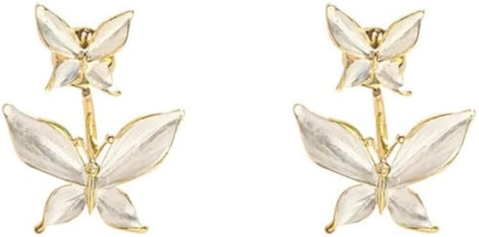 パールピアス レディース 人気 高見え 上品 プチプラ 両耳 2つ入り 綺麗 プレゼント 女性 結婚式 MDM (バタフライピアス(1), 中)