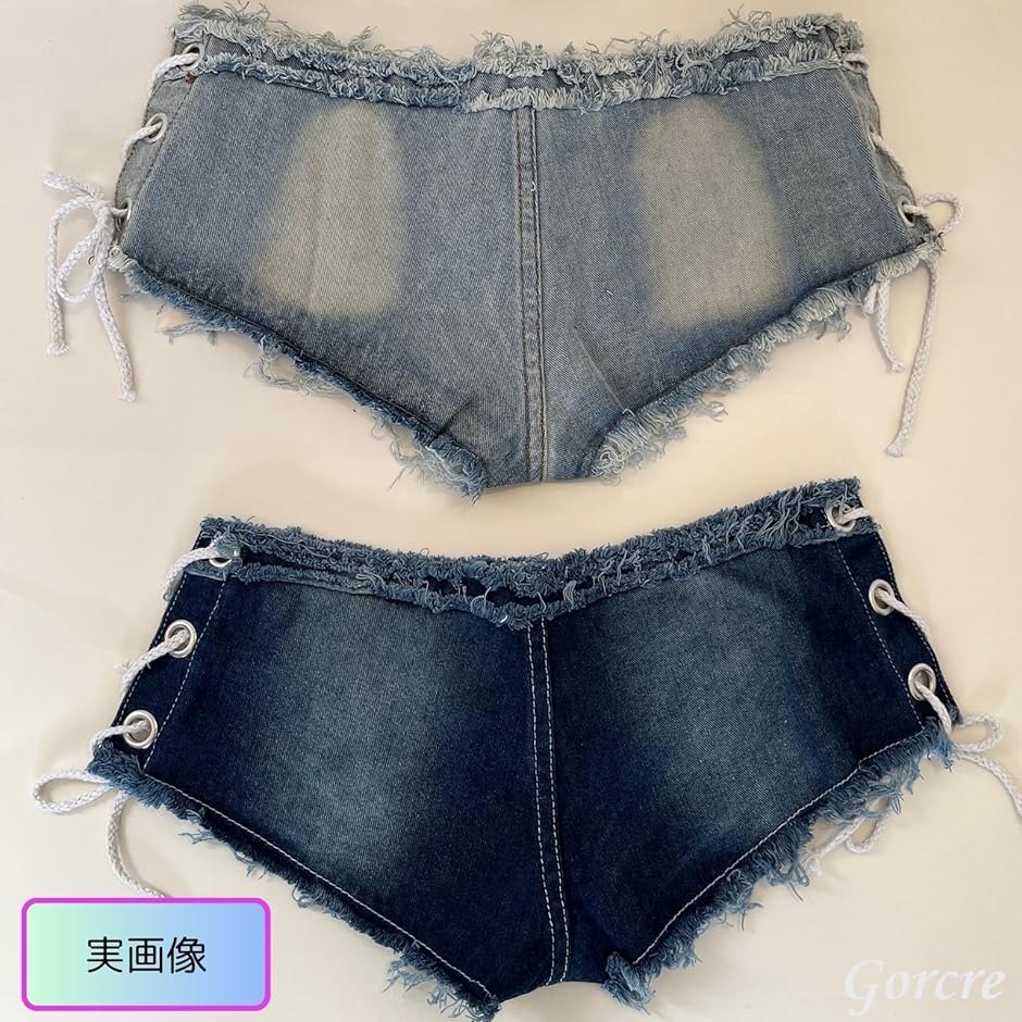 デニム ショートパンツ 紐 ココマーク ロゴウエストダメージデニムショートパンツ(130~160cm)(130cm