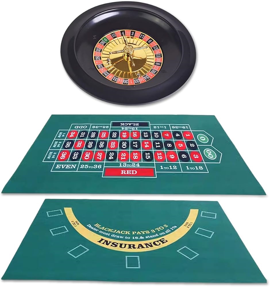 カジノ ルーレット トランプ ゲーム マット 90x60cm ホイール 25cm