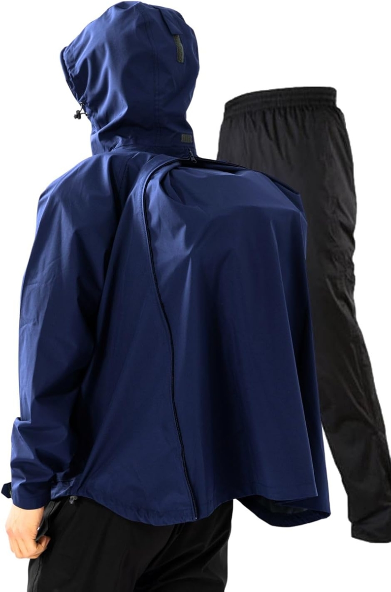 Kappa ITALIA ジャケット・パンツ　レインウェア　ネイビー　サイズL リュックも濡れない レインウェア 上下セット メンズ 防水 雨具 カッパ