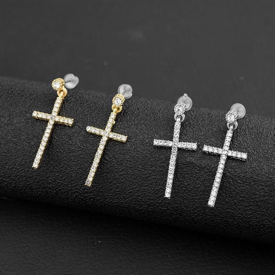 十字架 ピアス クロス両耳 スタッドピアス プチプラ 高見え 揺れる 