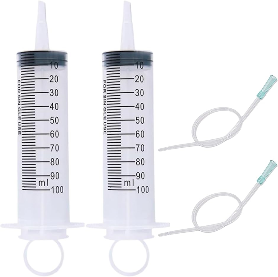 シリンジ 浣腸 注射器 100ml 2本 チューブ付き 注入型計量容器