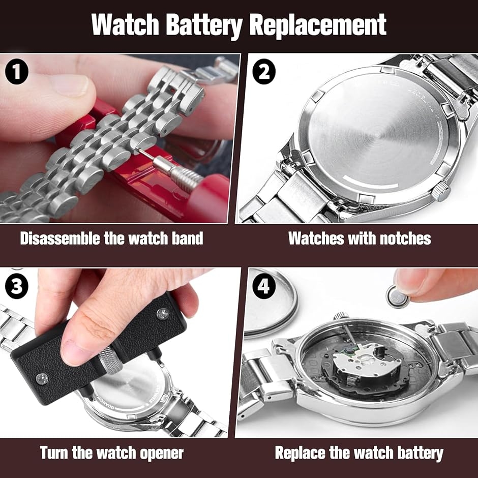 腕時計用電池交換工具セット 腕時計バンド/ベルト 裏蓋外しキット 溝式