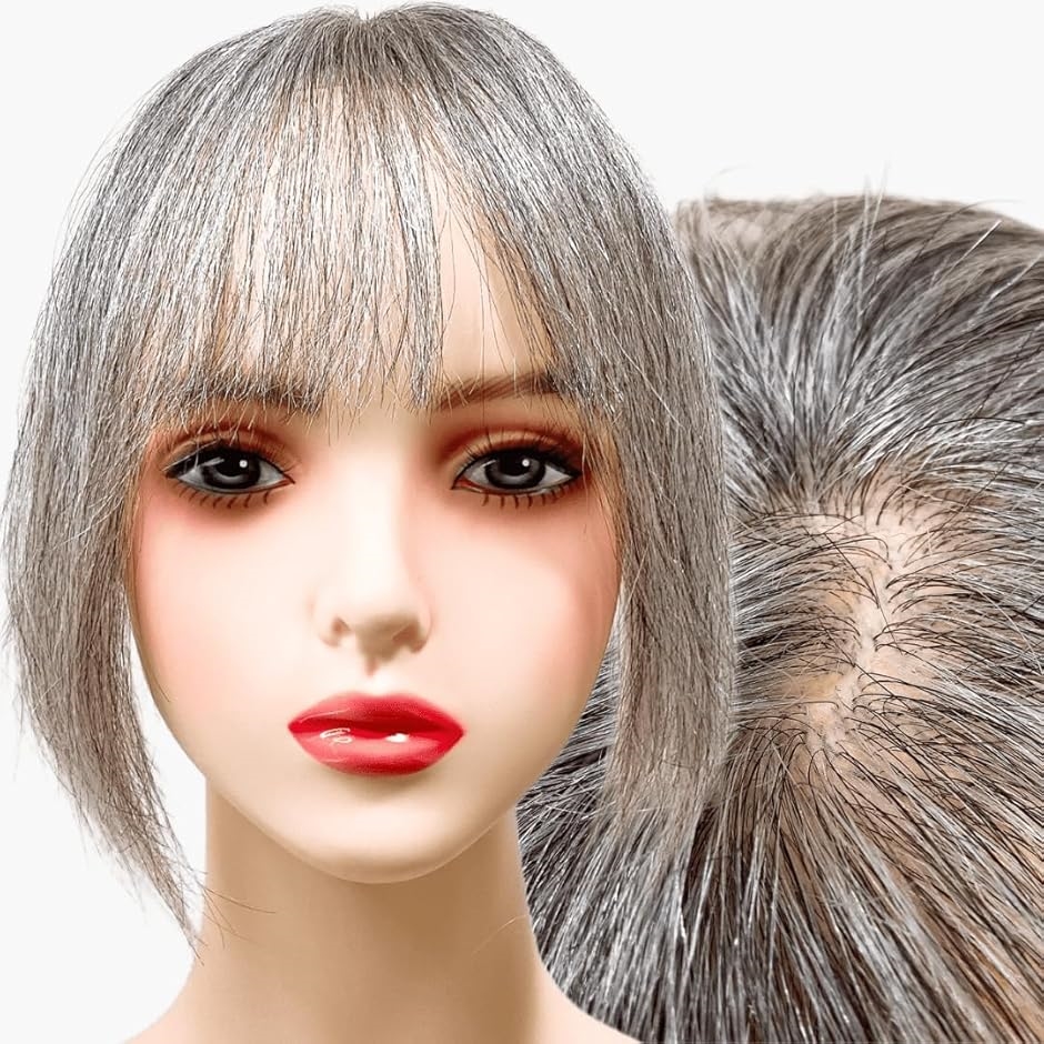 部分ウィッグ かつら ヘアピース ポイントウィッグ 白髪 グレイ