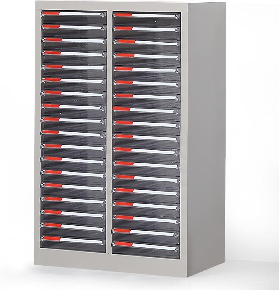 レターケース a4 スチール キャビネット 鍵付き 頑丈 事務用品 オフィス 収納棚 透明引き出し (ドアなし,  浅型 36個入り)