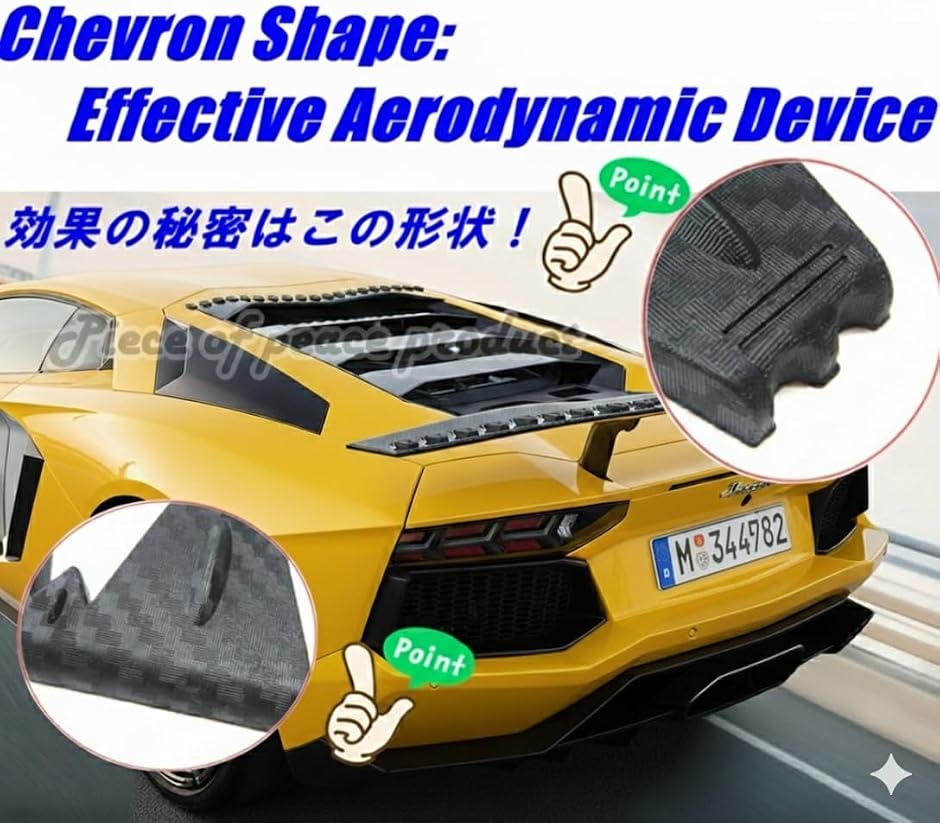 ボルテックスジェネレータ シェブロン形状 実効空力デバイス (ブラック) ボルテックスジェネレータ シェブロン形状 実効空力デバイス
