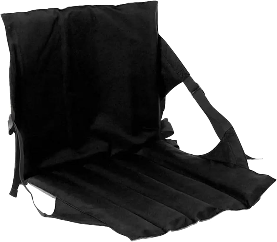 スタジアムクッション シート ポータブル アウトドア 座椅子 レジャーシート 1人用 (ブラック)