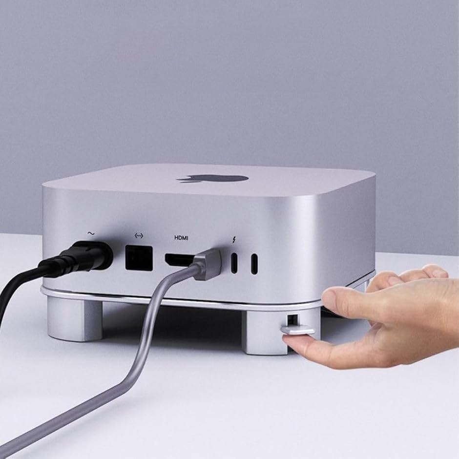 Mac mini M4スタンド 冷却内蔵 電源ボタンアクセス アルミ合金製 滑り