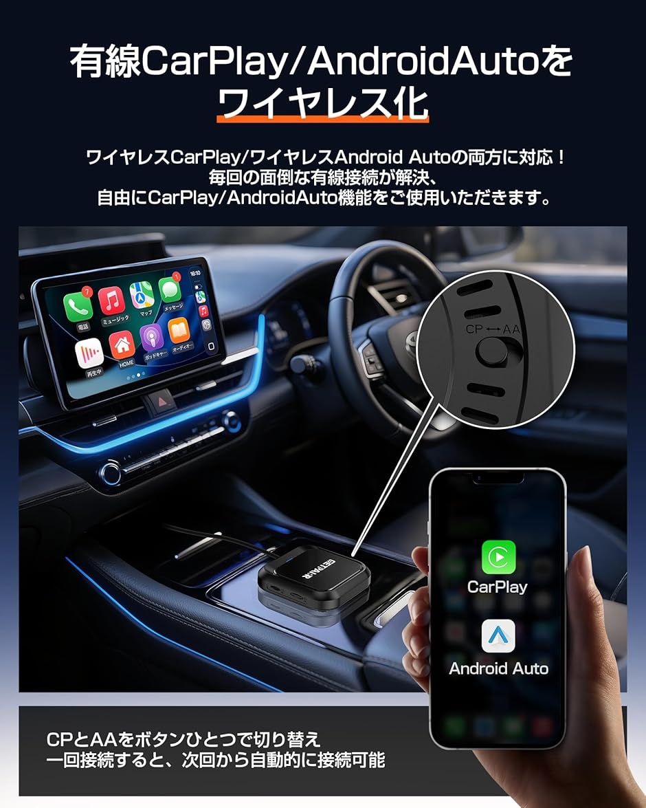 CarPlay AI Box Android 13.0システム ワイヤレスCarPlay Auto対応 CarPlay AI Box Android 13.0システム ワイヤレスCarPlay Auto対応