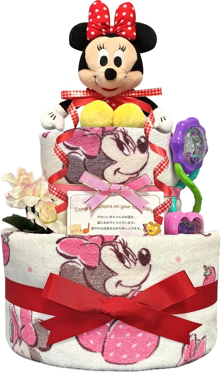 KanonBabys おむつケーキ 女の子 出産祝い 赤ちゃん 誕生日 ベビーシャワー ギフト 2段 Mサイズ anp3111