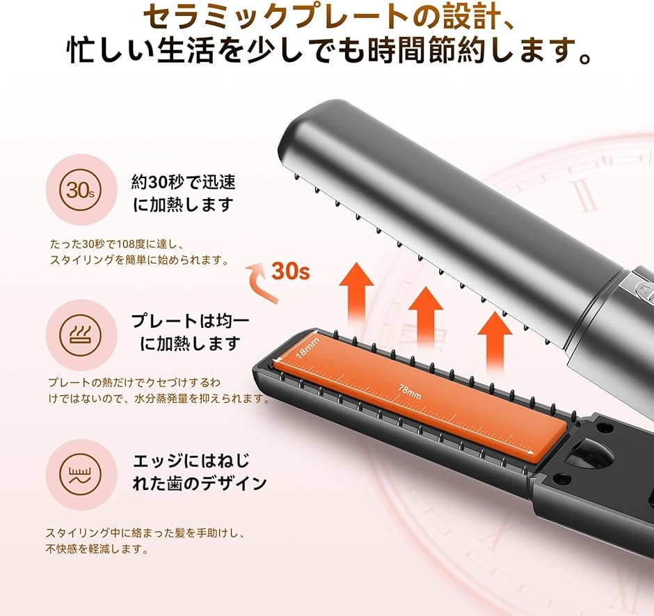 電池着脱式 最新改良型 ヘアアイロン コードレス 機内持ち込み可 USB