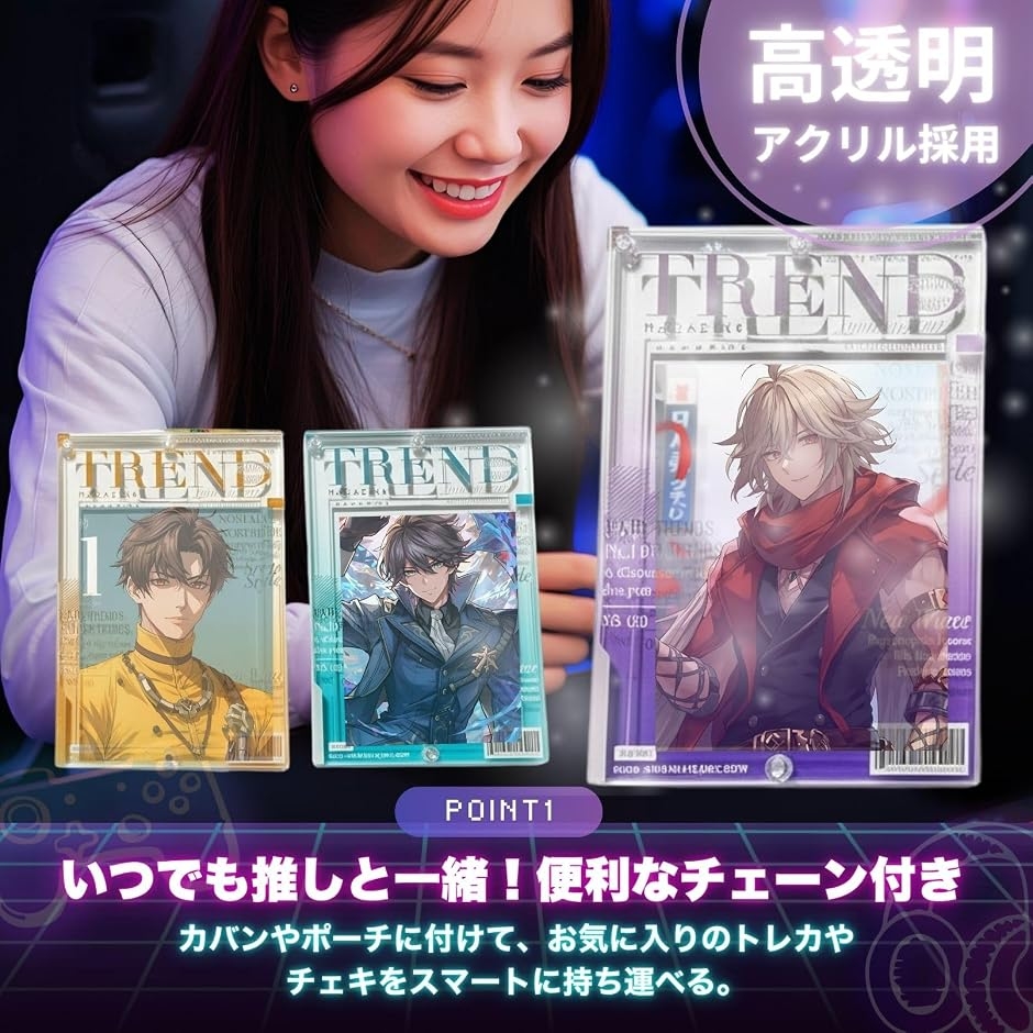 トレカ ケース 推し活 アクリル キーホルダー チェキ 写真 雑誌風