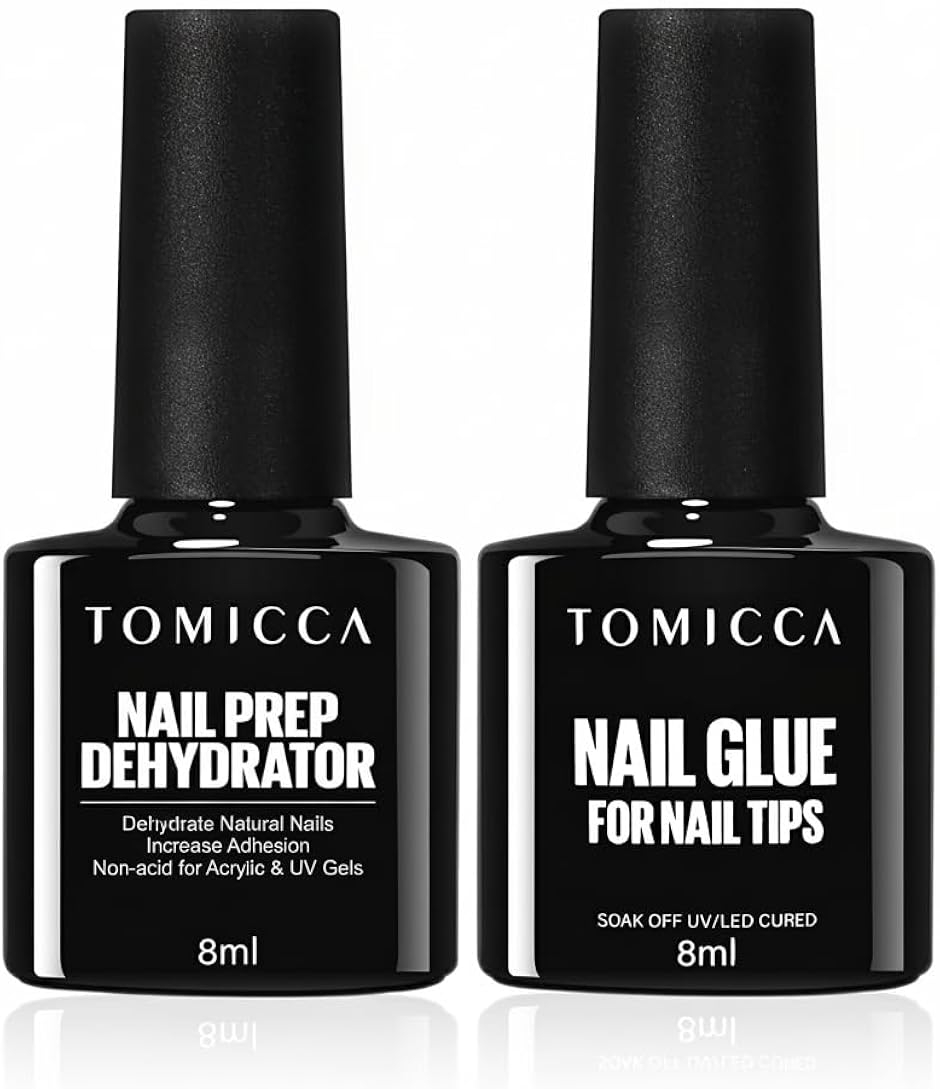 ネイルグルー ネイルデハイドレイト セット 8 ml ジェルネイル ネイルチップ用 多機能 (ネイルグルー+ネイルプライマー)